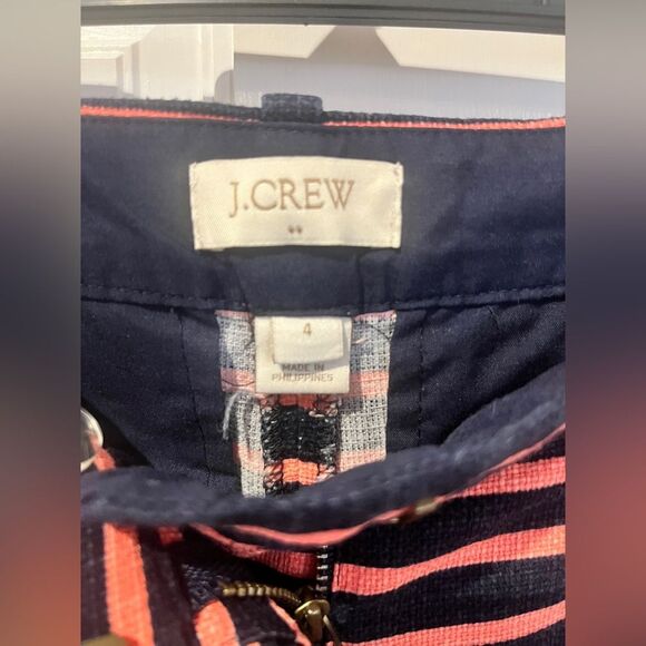 J. Crew Dolphin Hem Striped Shorts Womens Navy Peachy Pink Size 4 - Picture 4 of 7